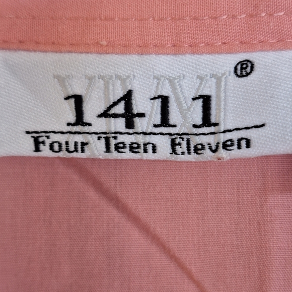 1411 Plus Sz3X Blouse Buttondown Short Sleeves Collar Lace Inset Lt Weight Nice - Picture 5 of 13